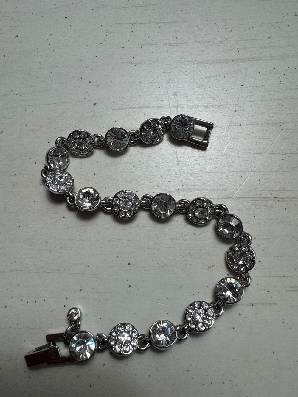 Givenchy Clear Crystal Round Link Bracelet in Silver Tone - Picture 4 of 7